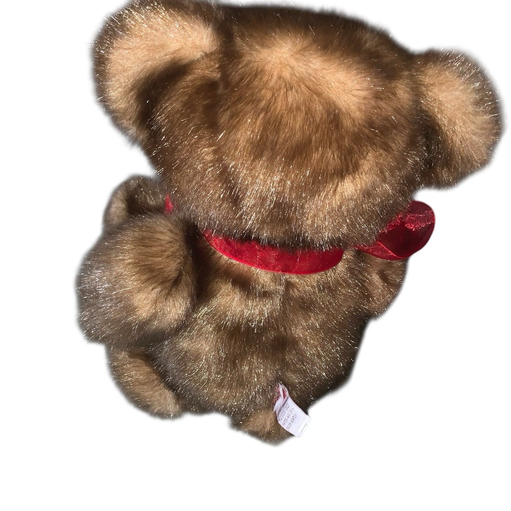 GUND Zales Holiday Brown Teddy Bear 16" Plush With Red Velvet Gift Box Ribbon - Picture 3 of 6